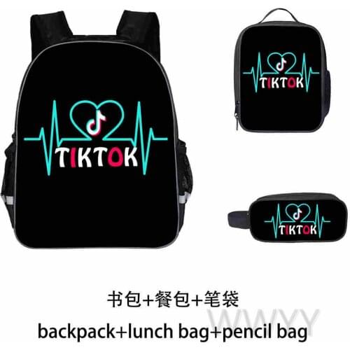 TIK TOK Prints Multifunction Backpack School Bags for Teenagers Girls 3pcs tik tok Kids Schoolbags