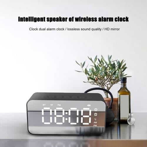 Multifunction Mirror LCD Display Alarm Clock Wireless Speaker Music Player Electronic Digital Table Clock With Dual Alarm Mode