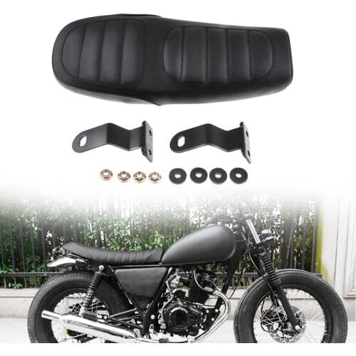 63cm Long Motorcycle Cafe Racer Retro Vintage Seat Flat Brat Saddle Cushion (Black)Car Accessories