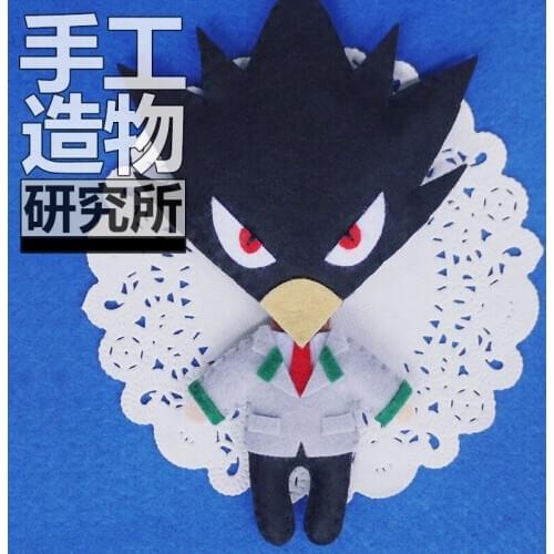My Hero Academia Tokoyami Fumikage 12CM Keychain Handmade Materical Package Toys Mini Doll Stuffed Plush #4297 Children Gift