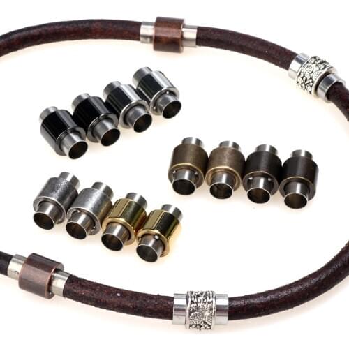 Stainless Steel Magnetic Clasps Hole 6mm Leather Cord Bracelet Magnet Buckle Never Fade Multicolor Closure DIY Jewelry Making