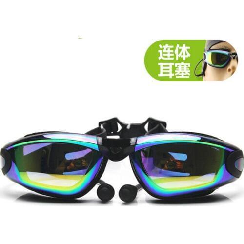 H686 2016 NEW Men Women colorful Electroplate Swim Eyewear with earplugs Anti Fog UV Protection Waterproof Swim Glasses