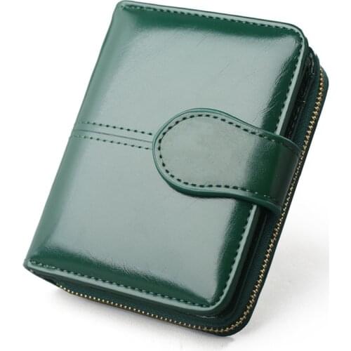 2021New coin purse womens short wallet wax leather clutch bag oil leather small card bag