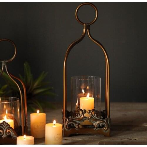 Retro Candlestick Tea Candle Holders Home Decoracion Ornaments Outdoor Camping Lamp Light Lantern Candlesticks Vintage Figurine