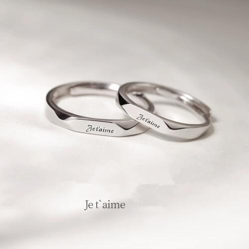 Whole Pure 925 Sterling Silver Original Luxury Openable Rings Lover French Text I Love You Freely Resizable Charming Pair Ring