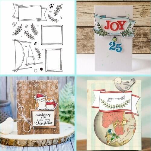 Banner Frame Leaves Clear Stamps For DIY Scrapbooking Paper Card HandCrafts Decoration Transparent Stempels Silicone Seal New