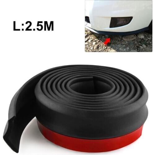 2.5m Width Car Protector Front Bumper Lip Splitter Car Sticker Body Kit Spoiler Bumpers Valance Chin Car Rubber Strip