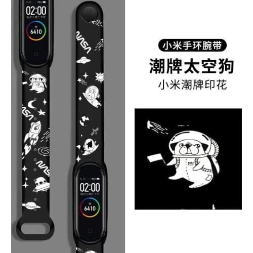 For Mi Band 6 5 4 3 Strap Silicone Printing Cartoon Blet Pattern Xiao MI 6 5 4 Watch Band Bracelet Smart Sports Fitness Wrist
