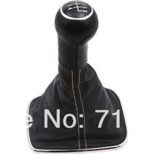 Yellow Stitching Gear Knob & Shift Boot 5 Speed For Volkswagen VW Jetta / Bora / Golf MK4