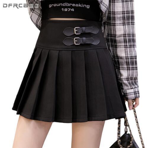 Safari Style Womens Mini Pleated Skirt With 2020 Summer High Waist Casual School Kawaii Harajuku Skirts Female Saia Faldas