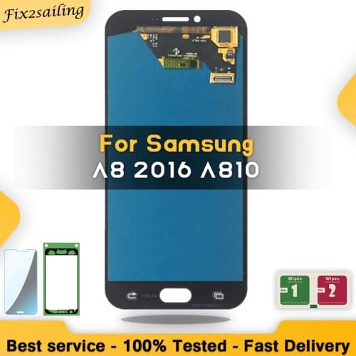Super AMOLED For Samsung Galaxy A8 2016 A8100 A810 LCD Display Touch Screen Digitizer Assembly Replacement free shipping gift