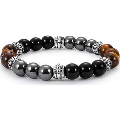 Vintage Black Magnet Natural Stone Crystal Beads Strand Bracelets Men Women Yoga Buddha Beaded Bracelet Jewelry YWLG6299
