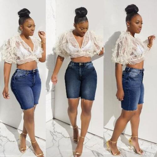 Women 2021 Summer Fashion Push Up High Waist Skinny Jeans Shorts Woman Casual Slim Denim Shorts