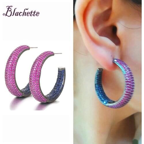 Blachette Luxury Trendy DUBAI Style Hoop Earrings for Noble Women Bridal Wedding Party Show Boucle d'Oreille Femme High Quality