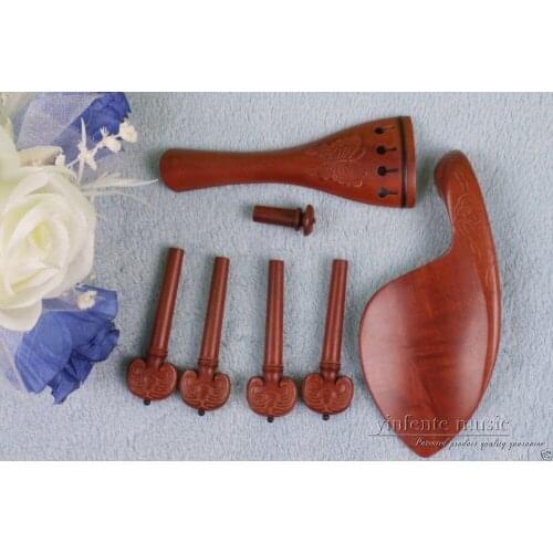 1set 4/4 violin ebony parts,jujube wood tailpiece peg chinrest endpin New #453