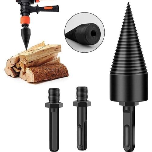 1 Set Firewood Drill Bit Wood Splitter 32mm Removable Log Splitters Drill Bit JA55