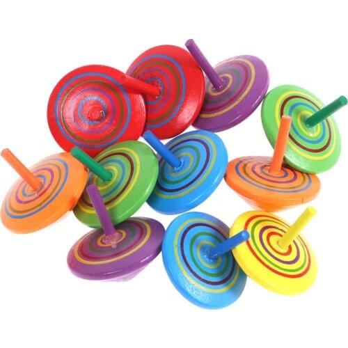 1Pcs Color Wooden Rotating Top Childrens Desktop Classic Toy Adult Decompression Fun Educational Kids Toys Childrens Day Gifts