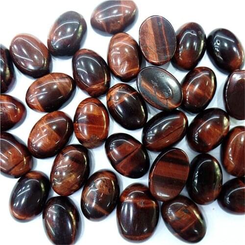 100Pcs 14x10x5mm Wholesale Natural Red Tiger Eye Gem Oval Cab Cabochon DIY Jewelry Making Accessories M44