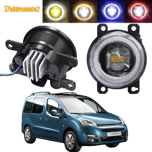 2 X Car Fog Light Assembly LED Lens Angel Eye Daytime Running Lamp 30W 8000LM 12V For Citroen Berlingo B9 2012 2013 2014 2015
