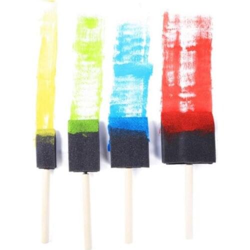 4pcs Sponge Foam Paint Brush Toys Wooden Handle Seal Sponge Brushes Kids Children Drawing Painting Graffiti Tools School Supply