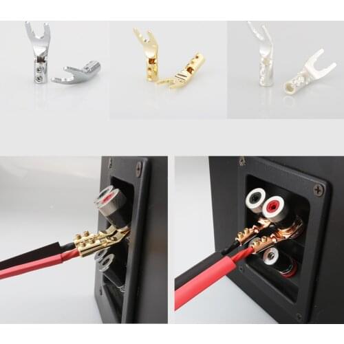 Audiocrast VSY00G/S/R/CU 24K Gold/Silver/Rhodium/Copper Plated Solid Copper Plug Spade Plug Speaker Cable Wire Connector HiFi