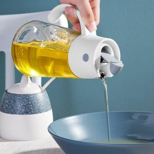 Automatic Opening And Closing Glass Oiler Kitchen Leak-Proof Oil Tank With Lid Seasoning Bottle Vinegar Oil Bottle