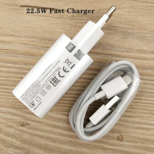 Xiaomi Fast Charger 22.5W EU QC 3.0+ Quick Charge Adapter 100cm USB Type C Cable For Mi 10 Lite Poco F2 X2 X3 Redmi K20 K30 Pro