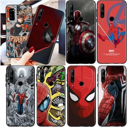 Avengers Spiderman For Honor 8S 8C 8X MAX 8A 8 7S 7A 7C Play 3E Prime Pro 2020 2019 Silicone Black Phone Case
