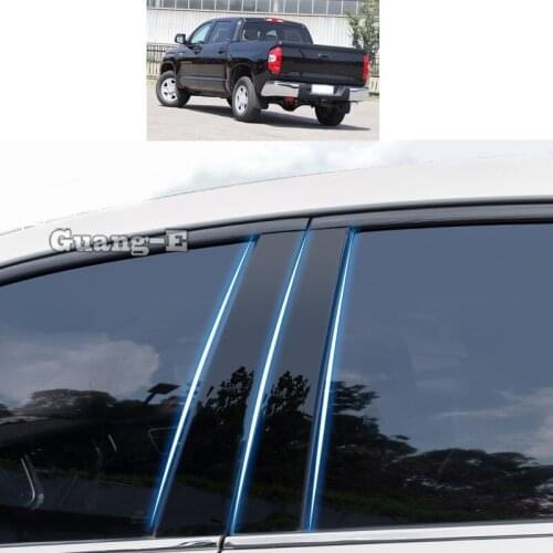 For Toyota Tundra 2009 2010 2011-2015 Car PC Material Pillar Post Cover Door Trim Window Piano Black Molding Sticker Plate