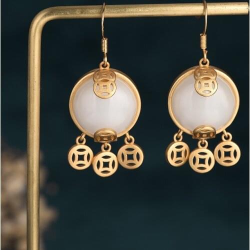 Geometric Vintage Earrings for Women Ethnic Chinese Style Statement Earrings Hanging Womens Accessories Flower Friends Gift M4