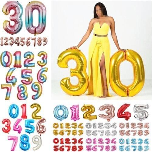 32 40 Inch Rose Gold Giant Foil Number Balloons Big Digit Air Balloon Birthday Party Wedding Decor Balls Event Party Supplies