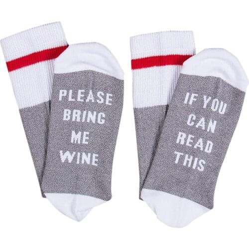 Hot Sale Winter Custom Women Men If You can read this Bring Me a Glass of Wine Sock for Bar Club Fashion Casual Socks
