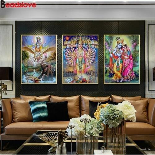 Indian Religion Buddha Inspired Manifestation Garuda 5d Diamond Painting full square round Diamond Embroidery triptych Decor art