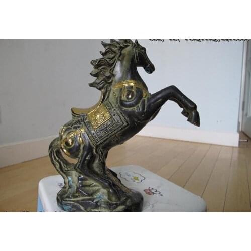 9" China Folk classical Bronze Gilt Lucky Auspicious run leap steed War Horse