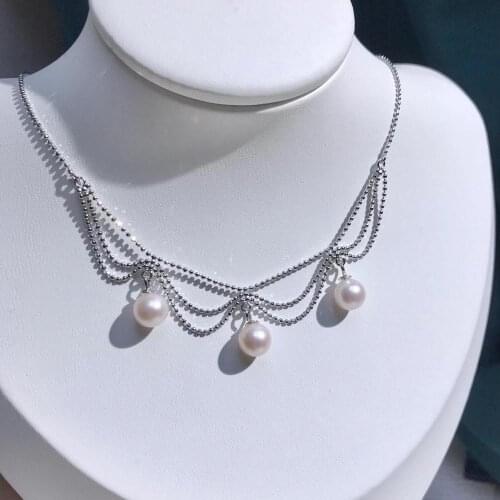 Beautiful 925 Sterling Silver Necklace Findings Jewelry Base Settings Mountings Parts for Akoya Edison Pearls, Coral, Jade