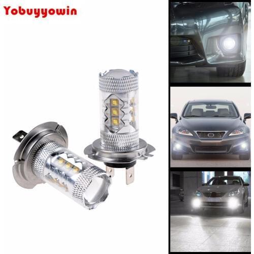 Powerful 80W 12V 24V H7 CREE Chips LED DRL Fog Daytime Running Light Bulb White Lamp For Honda Nissan Mazda Toyota Scion Lexus