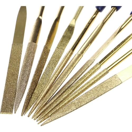 New 10Pcs Titanium Diamond Coating Needle Flat File Set Metal Working Craft Tool Arrow Ratchets