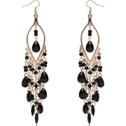 New Tassel Long Earrings For Women Fashion Peacock Stone Beads Dangle Earring Drop Boho Jewelry Oorbellen Brinco Bijoux Gift