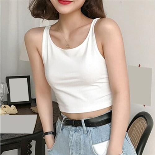 New Camisoles Women Solid Backless Leisure Womens Korean Style Tanks Tops Slim Crop Top Basic Sexy All-match Bodycon