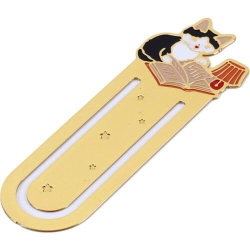 New Kawaii Cute Gold Cartoon Cat Metal Book Markers Bookmark For Books Paper Clips Office School Supplies Stationery