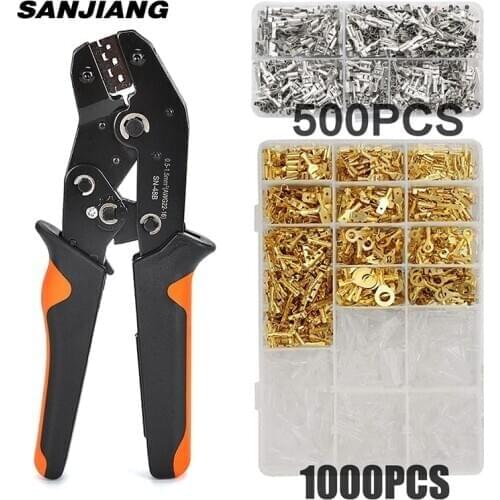 SN-48B Crimping Tool 500pcs Tab 2.8/4.8/6.3mm Terminals Sets Crimper Plier 1000PcsInsulated Male And Female Wire Connector Kit