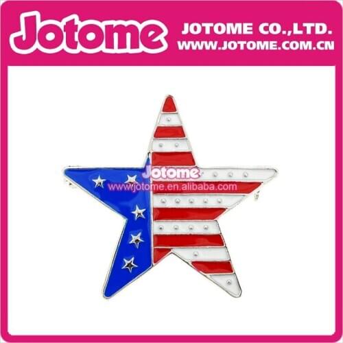 Wholesale July 4th Star Pin American Flag Pin Rhinestone Brooch