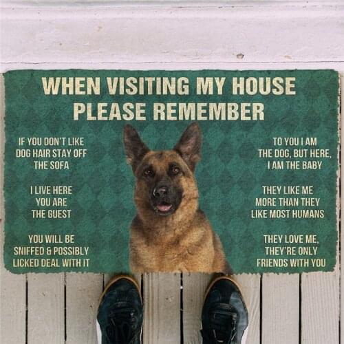 Please Remember German Shepherd Dogs House Rules Doormat Decor Print Carpet Soft Flannel Non-Slip Doormat for Bedroom Porch