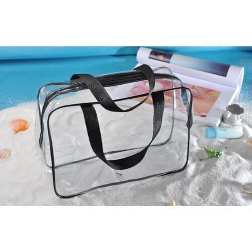 1Pcs Clear Transparent Plastic PVC Travel Makeup Cosmetic Toiletry Zip Bag S/M/L
