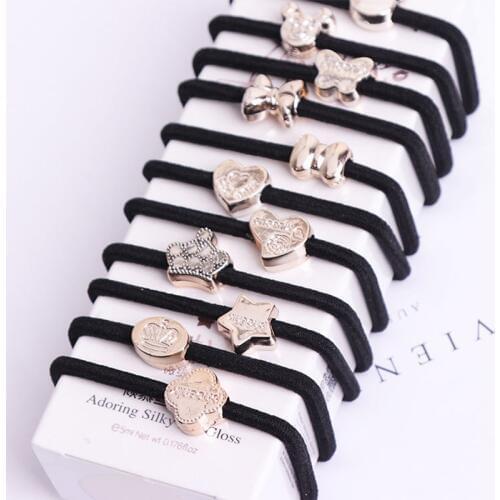 10PCS/Lot New Korean Hair Accessories For Women Black Elastic Hair Rubber Bands Girls Lovely Hair Ropes Ponytail Holder Tie Gums