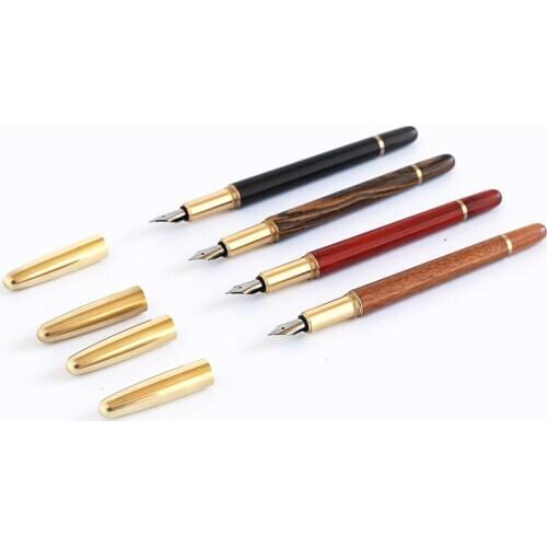 Handmade Solid Wood + Brass Fountain Pen Natural Color 0.38mm stainless steel Nib For Business and School office Customized Free