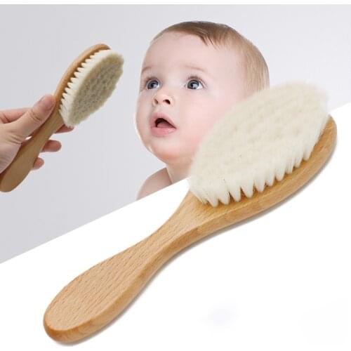 Wooden Handle Natural Wool Baby Brushes Combs Newborn Hairbrush Infant Combs Head Massager Baby Care Accessories