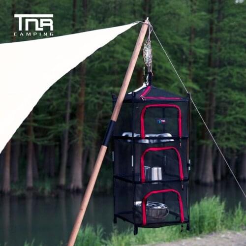 Outdoor Folding Drying Net four-layer Storage Basket Storage Basket Camping Anti-fly DryingNet Multifunctional Shelf for drying