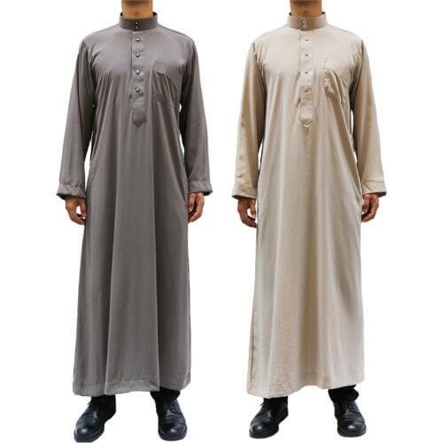 Adult Abaya Muslim Man Islamic Clothing Jubba Thobe Kurta Pakistan Evening Dress Arabic Traditional Ramadan Long Sleeve Robes