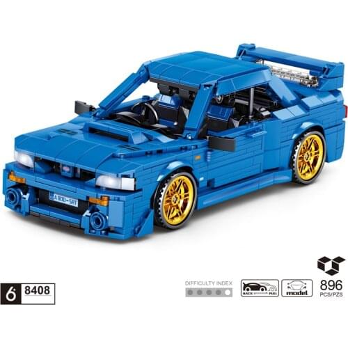 Technical classic sport car SUBARU Impreza 22B Sti building block model bricks pull back vehicle toys collection for boys gifts